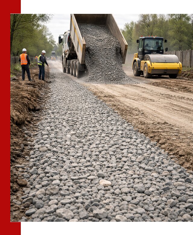 Доставка щебня для отсыпки дорог в Ржеве высокого качества