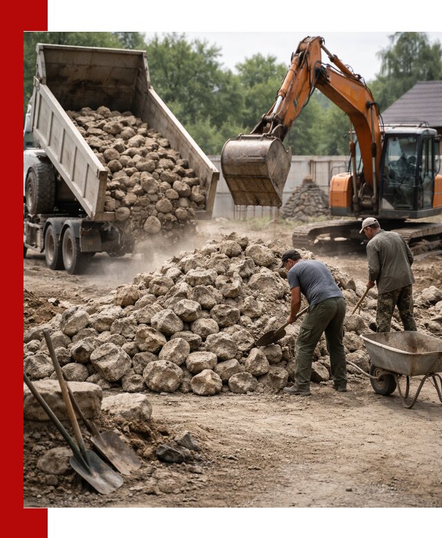 Доставка и разгрузка бутового камня в Ржеве