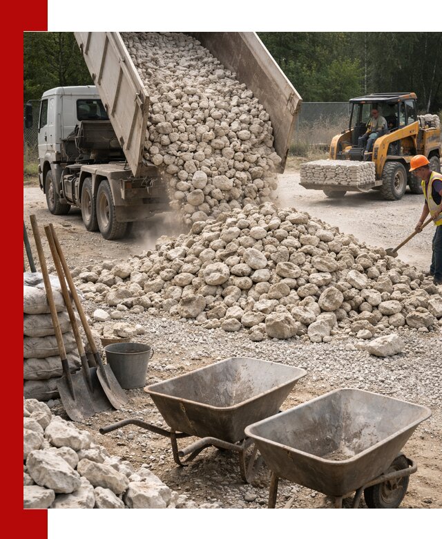 Доставка и продажа бутового известнякового камня в Ржеве