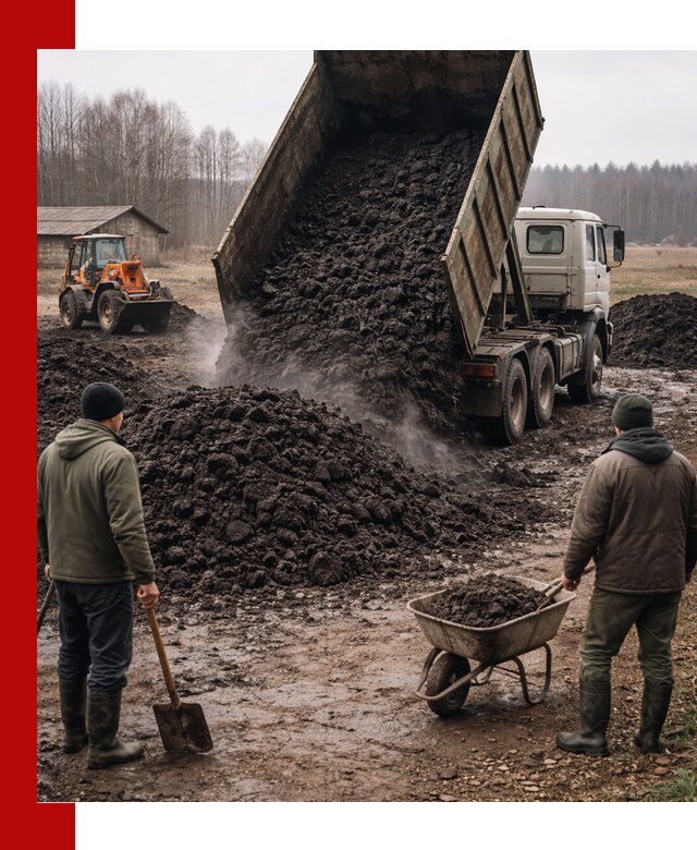 Доставка низинного торфа с разгрузкой и доставкой в Ржеве