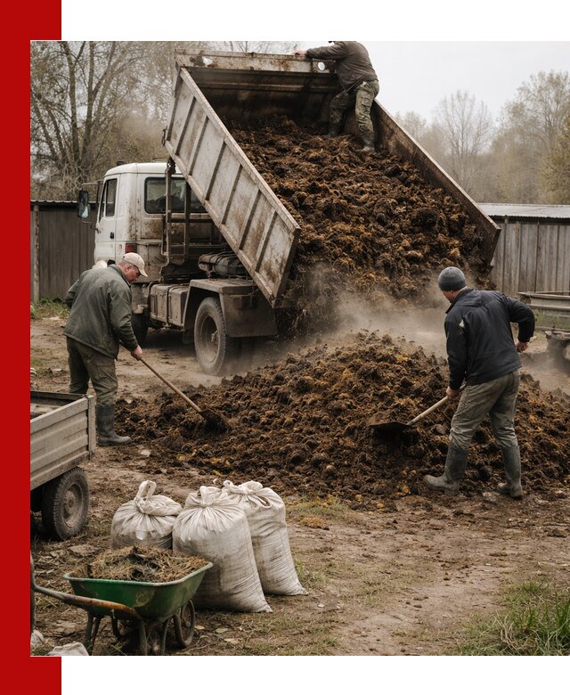 Доставка коровьего навоза самосвалом в Ржеве