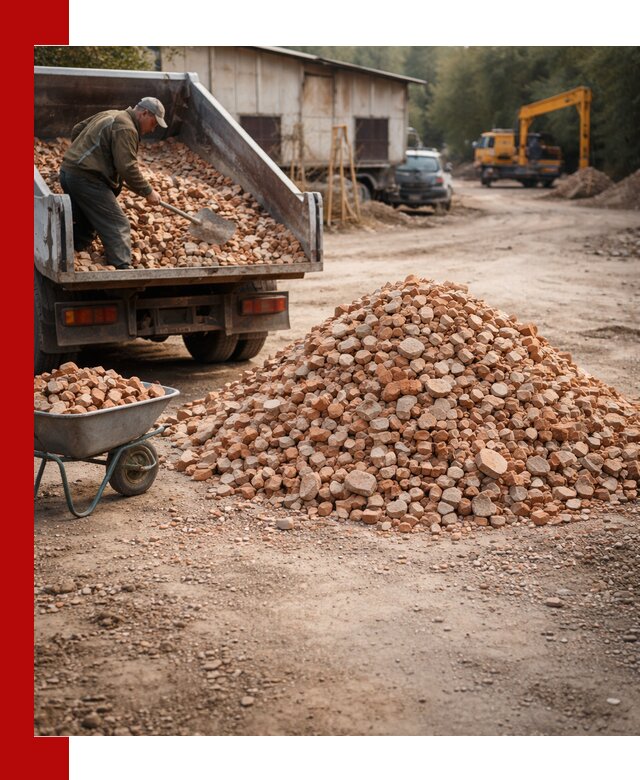 Доставка и подушка из боя кирпича с разгрузкой в Ржеве