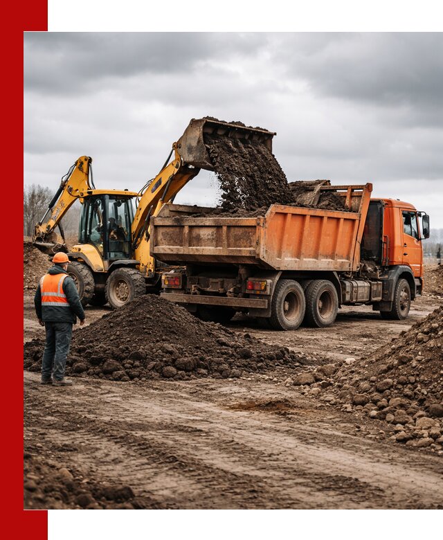 Вывоз грунта и строительного мусора в Ржеве грузовыми самосвалами