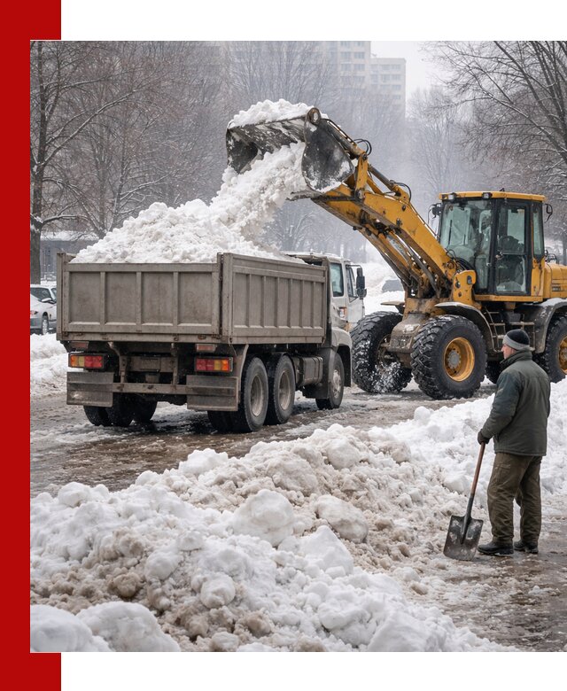 Вывоз снега грузовой техникой в Ржеве оперативно и чисто