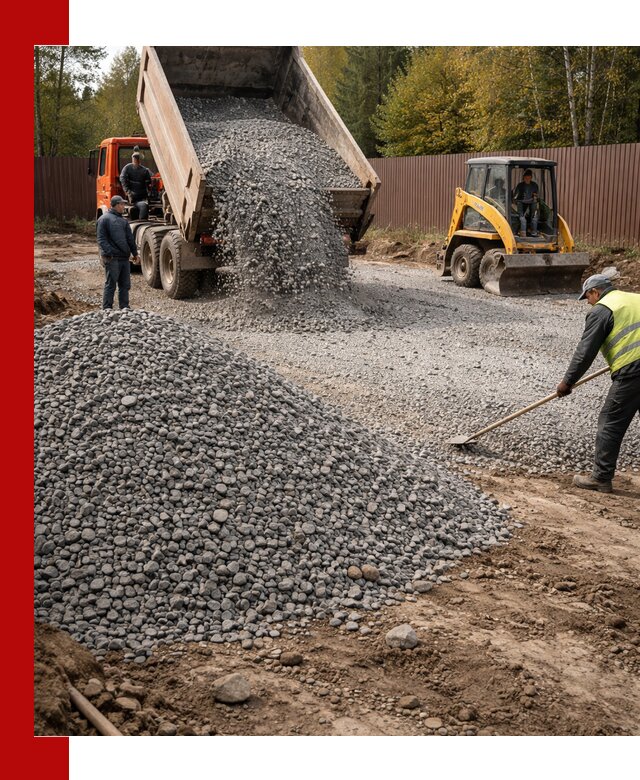 Отсыпка участка щебнем с доставкой и уплотнением в Ржеве